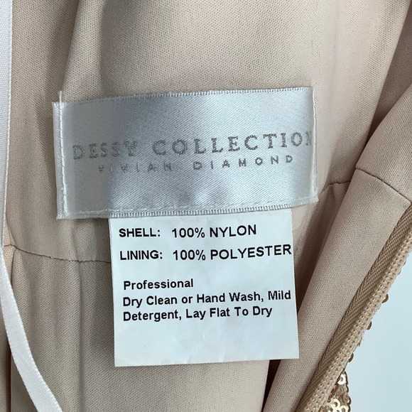 NEW! Dessy Collection Size 0 Elle Sequin Rose Gold Gown Dress $284 msrp I24-19 - Picture 5 of 9
